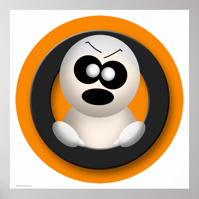 Niedliches Angry Ghost Orange Halloween Poster (Vorne)