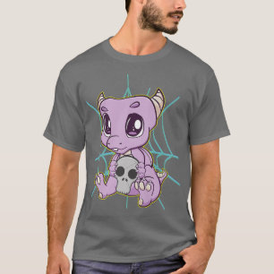 Niedliches Anime Dino Holding Kawaii Horror Spielz T-Shirt