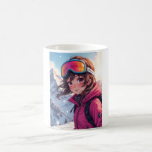 Niedliches Anime Girl auf dem Snowy Mountain | Gem