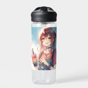Niedliches Anime Girl Holen eines Boba Tees Trinkflasche