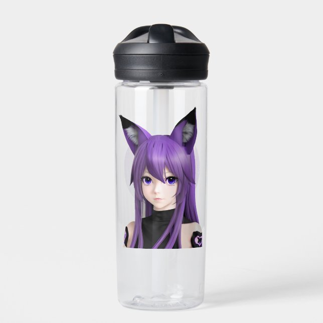 Niedliches Anime-Girl mit Fox-Ohren Personalisiert Trinkflasche (Vorderseite)