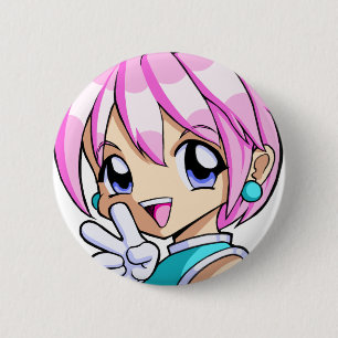 Niedliches Anime-Mädchen Button