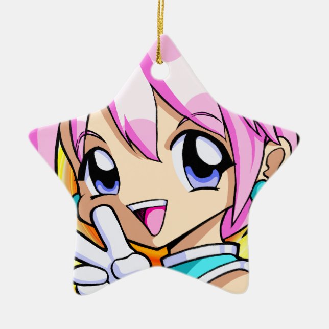 Niedliches Anime-Mädchen Keramik Ornament (Vorne)