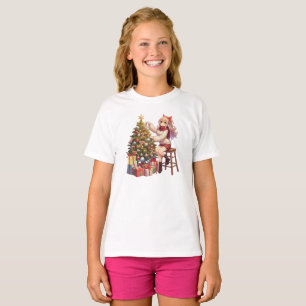 Niedliches Anime-Mädchen schneidet den Baum T-Shirt