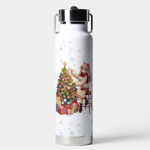 Niedliches Anime-Mädchen schneidet den Baum Trinkflasche