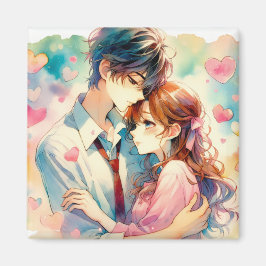Niedliches Anime-Paar in Liebe Magnet