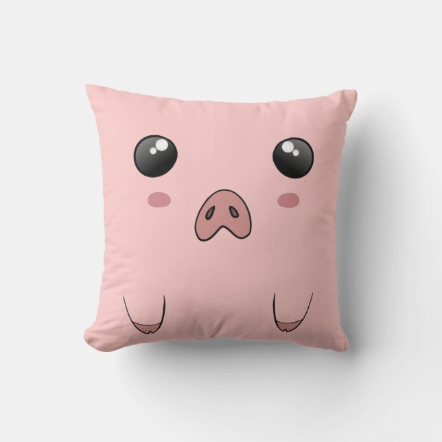 Niedliches Anime-Schwein-Gesicht Kissen (Vorderseite)