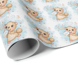 Niedliches Anteater Baby Pastell Wasserfarben Must Geschenkpapier