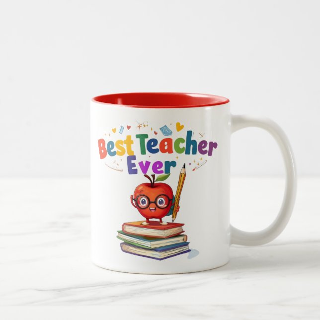 Niedliches Apple-Wertungsdesign Zweifarbige Tasse (Rechts)