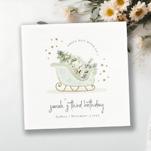 Niedliches Aqua Blue Golden Winter Schlitten Jegli Serviette
