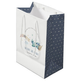 Niedliches Aqua Green Blue Biplane Cloud Herzstück Mittlere Geschenktüte