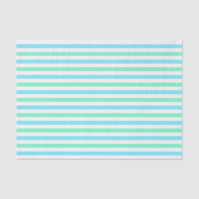 Niedliches Aqua und grüne Streifen Seidenpapier (Vorderseite)