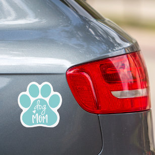 Niedliches Aqua & White Hund Mama Pawprint Auto Ma Auto Magnet