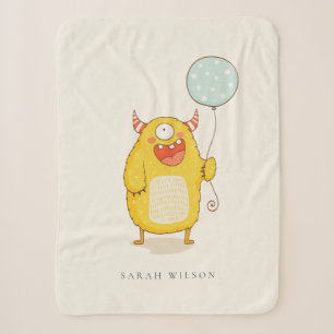 Niedliches Aqua Yellow Little Happy Monster Custom Sherpadecke