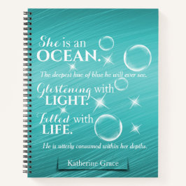 Niedliches Aquamarine Aquamarin Ocean Gedicht Notizbuch