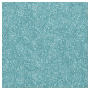 Niedliches Aquamarines Hundemuster Stoff