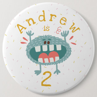 Niedliches Aquamarines Monster Geburtstag Button