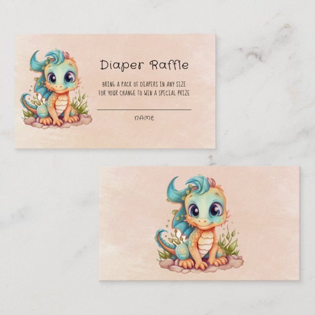 Niedliches Aquamarines Orange Dragon Diaper Visitenkarte (Vorne/Hinten)