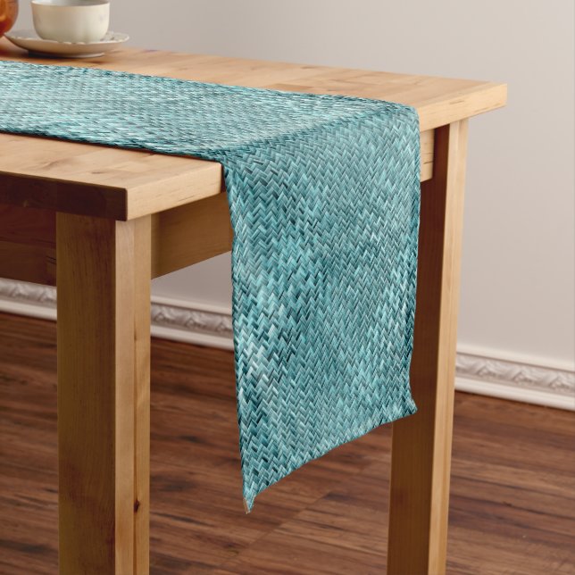 Niedliches Aquamarines Türkisblau Imitate Rattan W Kurzer Tischläufer (Beispiel)