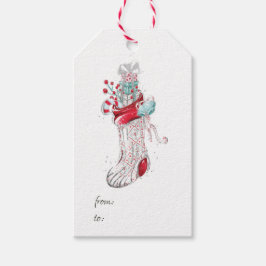 Niedliches Aquarell Winter Weihnachten Strumpf Geschenkanhänger