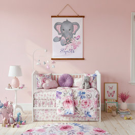 Niedliches Aquarellbaby Wandteppich Mit Holzrahmen
