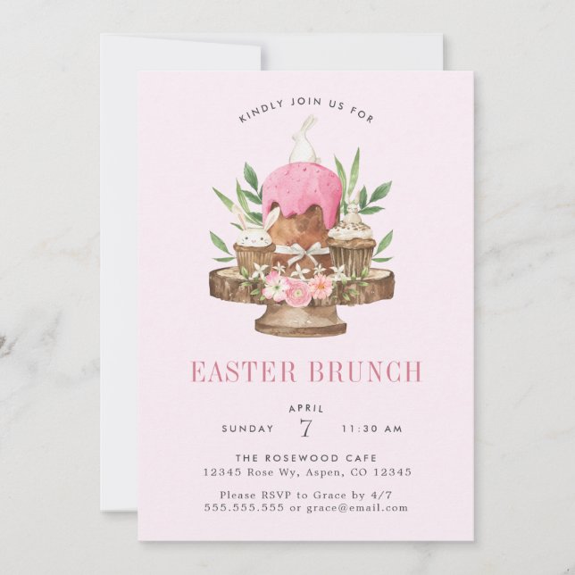 Niedliches Aquarellbär Ostern Brunch Einladung (Vorderseite)