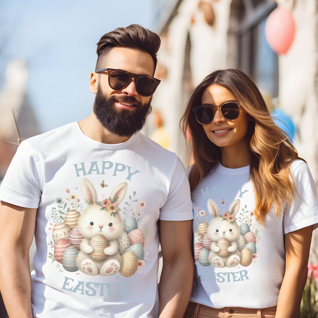 Niedliches Aquarellbär Ostern individuell anpassba T-Shirt (Cute watercolor Bunny Easter customizable T-Shirt)