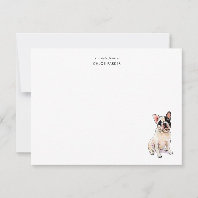Niedliches Aquarellbild, französischer Bulldog Cus Dankeskarte (Vorderseite)