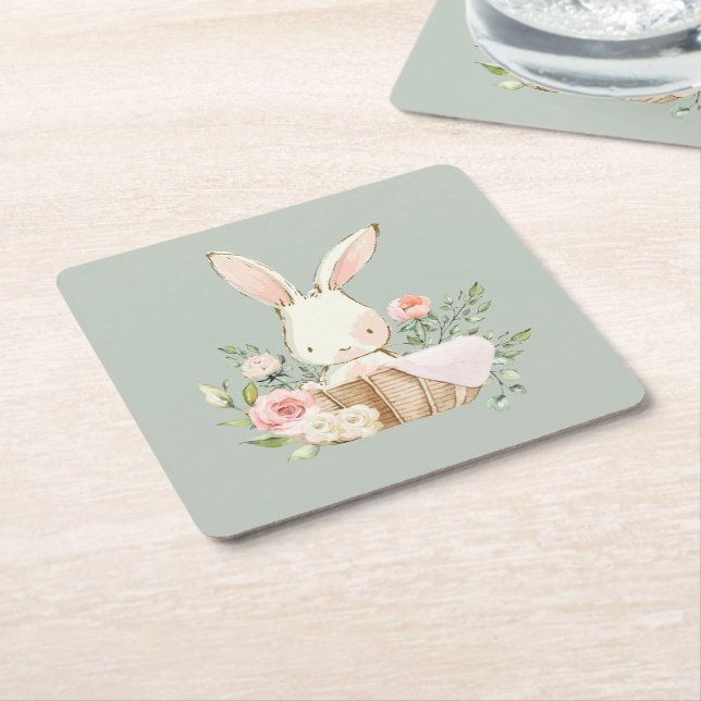 Niedliches Aquarellbunny Rechteckiger Pappuntersetzer (angewinkelt)