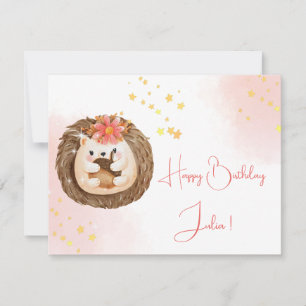 Niedliches Aquarellfarben, einfacher Igel Happy Bi Karte