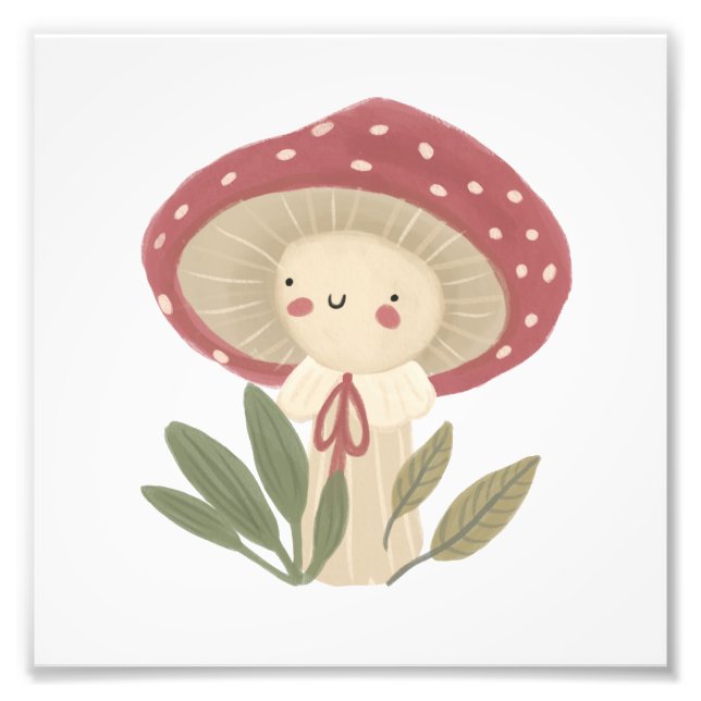 Niedliches Aquarellfarbenes kleines Champignons Fo Fotodruck (Vorne)