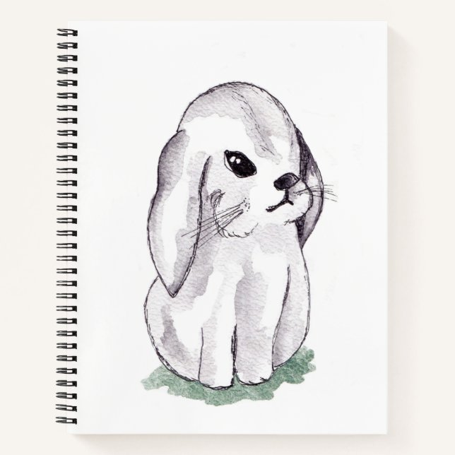 Niedliches Aquarellhasen Notizbuch (Vorderseite)