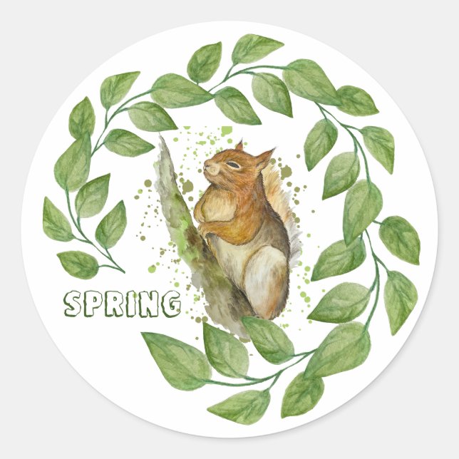 Niedliches Aquarellhörnchen Runder Aufkleber (Vorderseite)