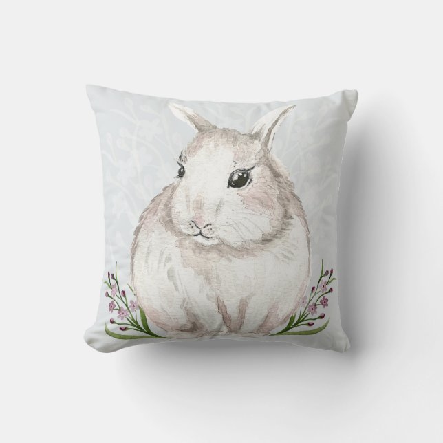 Niedliches Aquarellkaninchen Kissen (Vorderseite)