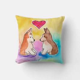 Niedliches Aquarellkorgis Kissen