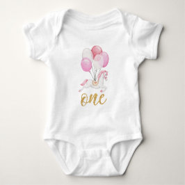 Niedliches Aquarellpferd mit Balloons 1. Geburtsta Baby Strampler
