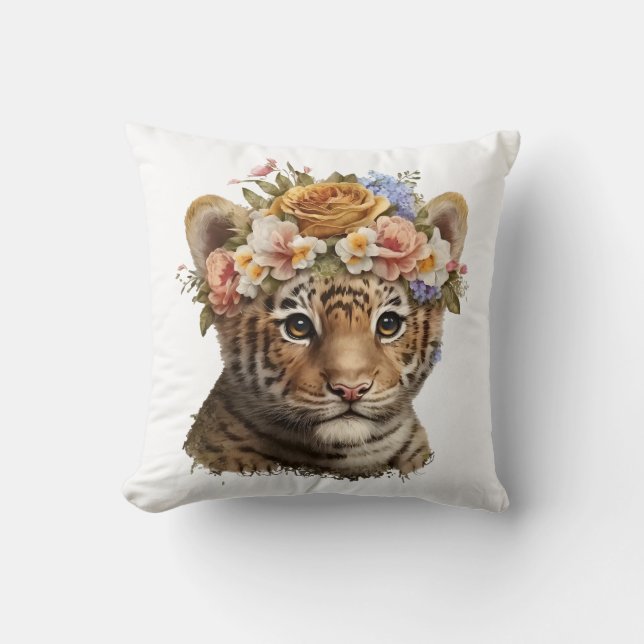 Niedliches Aquarelltiger Kissen (Vorderseite)