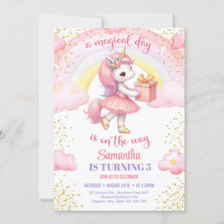 Niedliches Aquarelluhr mit Tutu Geburtstag Einladung