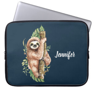 Niedliches Aquarellwasser und tropische Blätter Laptopschutzhülle