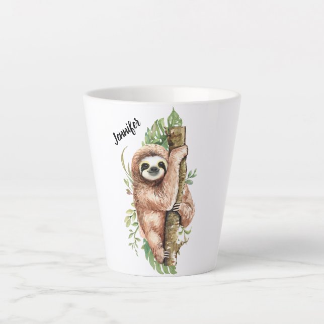 Niedliches Aquarellwasser und tropische Blätter Milchtasse (Vorderseite)
