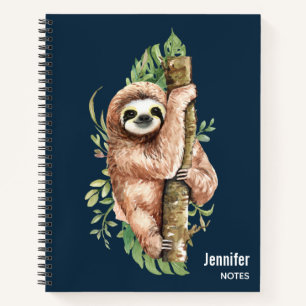 Niedliches Aquarellwasser und tropische Blätter Notizbuch