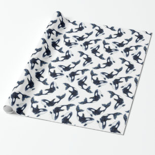 Niedliches Arktis-Orca-Muster weiß Geschenkpapier