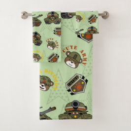 Niedliches Army-Bären-Muster Badhandtuch Set