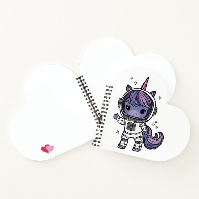 Niedliches Astro Unicorn HerzNotebook Notizbuch (Innenseite)