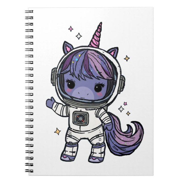 Niedliches Astro Unicorn-Notebook Notizblock (Vorderseite)