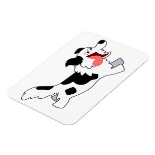 Niedliches Ausführen von Cartoon-Border-Collie Fle Magnet
