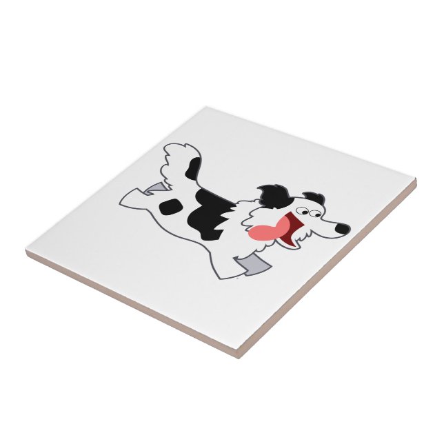 Niedliches Ausführen von Cartoon-Border-Collie-Til Fliese (Seite)