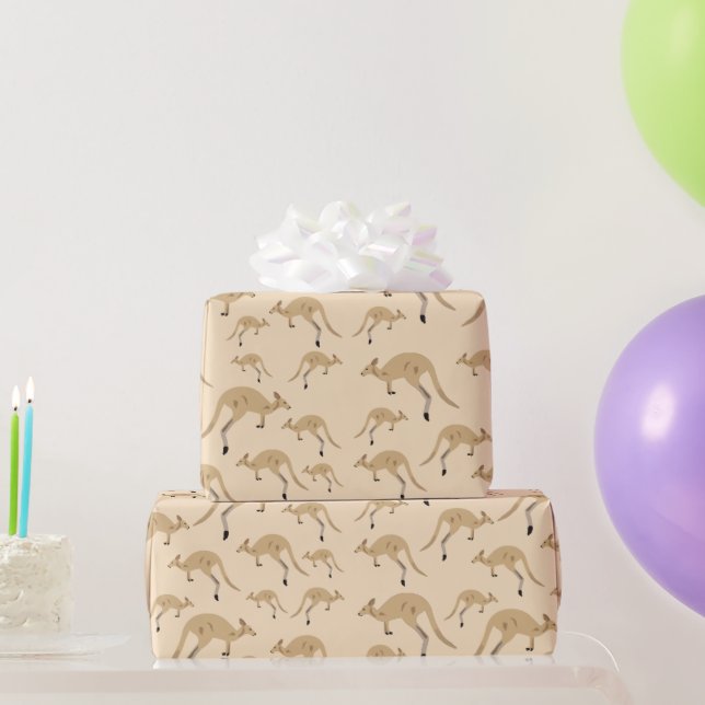 Niedliches australisches Kangaroo-Muster Geschenkpapier (Partygeschenke)