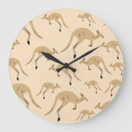 Niedliches australisches Kangaroo-Muster Große Wanduhr