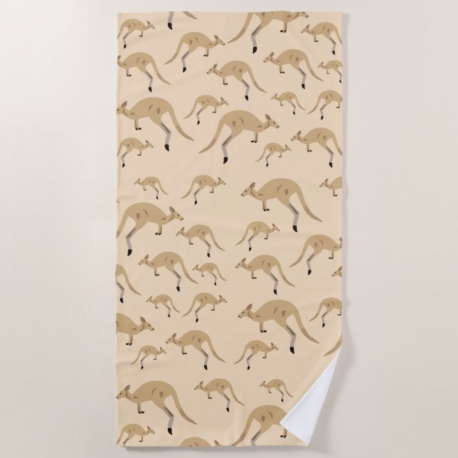 Niedliches australisches Kangaroo-Muster Strandtuch (Vorderseite)